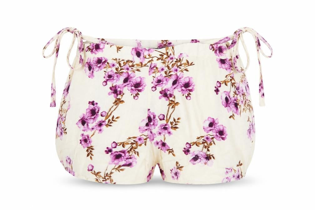 Primark Womens Ivory Floral Viscose Boyfriend Shorts Size 8  Regular