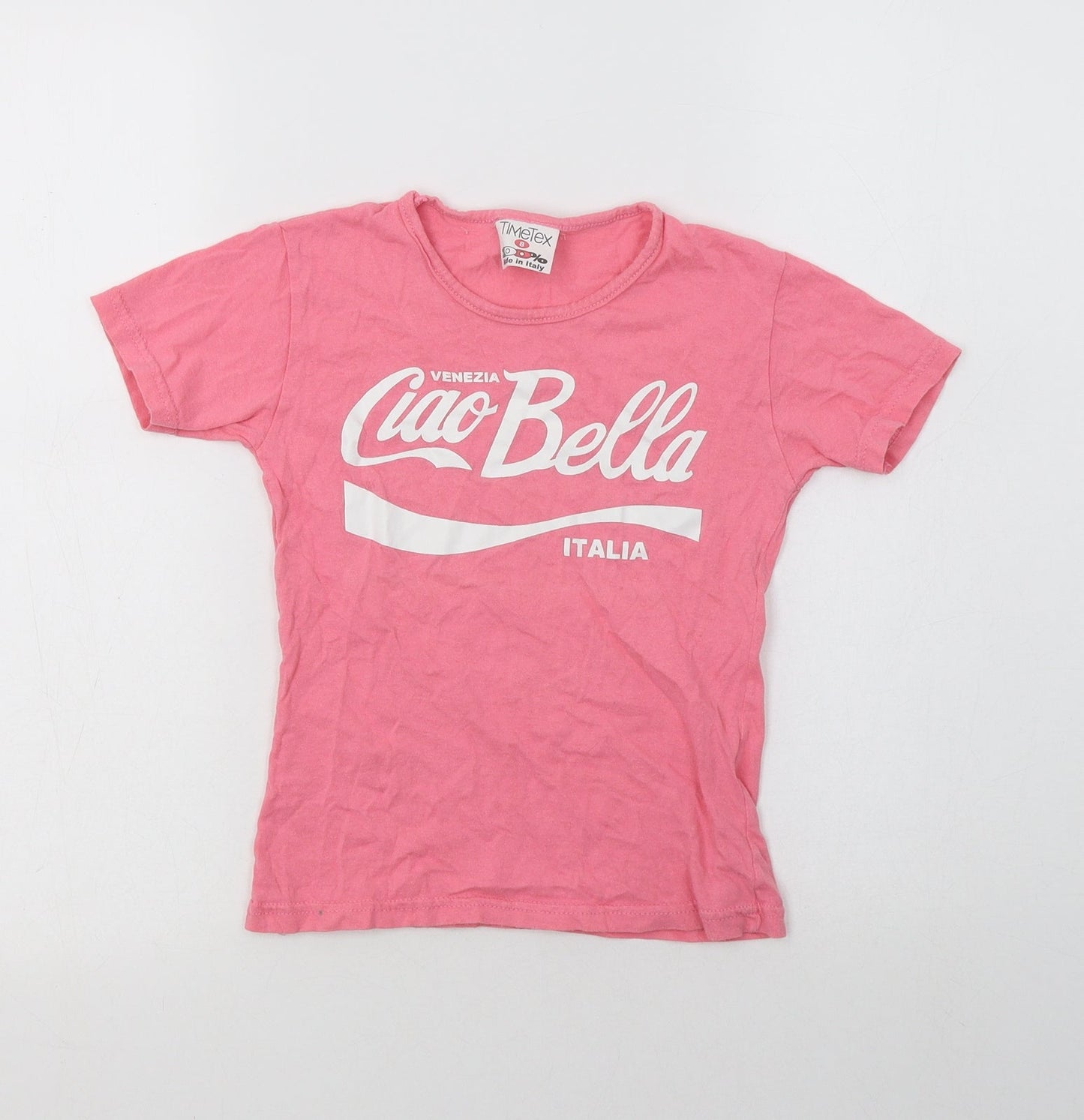 Timetex Girls Pink  Cotton Basic Polo Size 8 Years Crew Neck