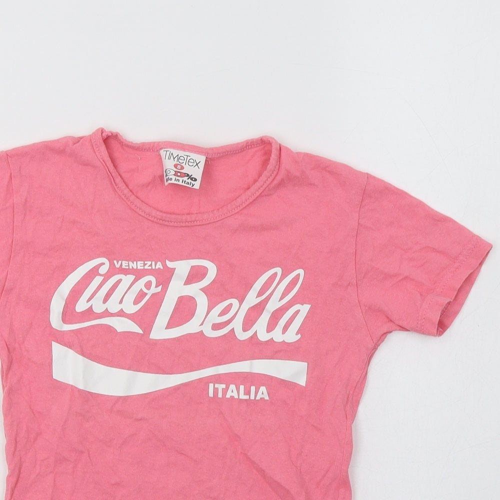Timetex Girls Pink  Cotton Basic Polo Size 8 Years Crew Neck
