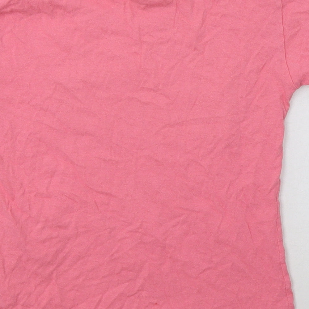 Timetex Girls Pink  Cotton Basic Polo Size 8 Years Crew Neck
