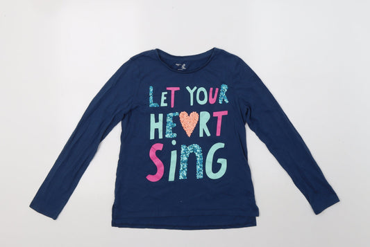 Gap Girls Blue  Cotton Basic Polo Size 12 Years Crew Neck