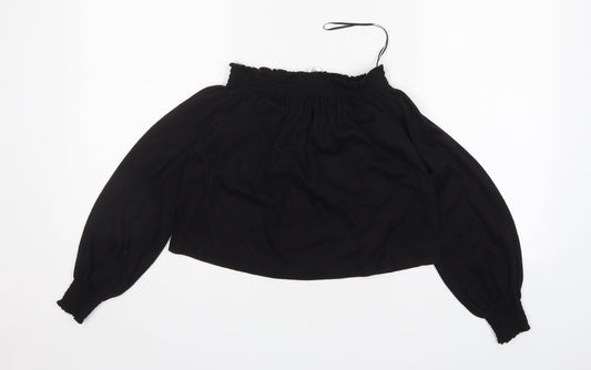 H&M Womens Black  Polyester Basic Blouse Size S Off the Shoulder