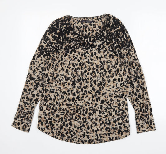 M&S Womens Multicoloured Round Neck Animal Print Viscose Pullover Jumper Size 12