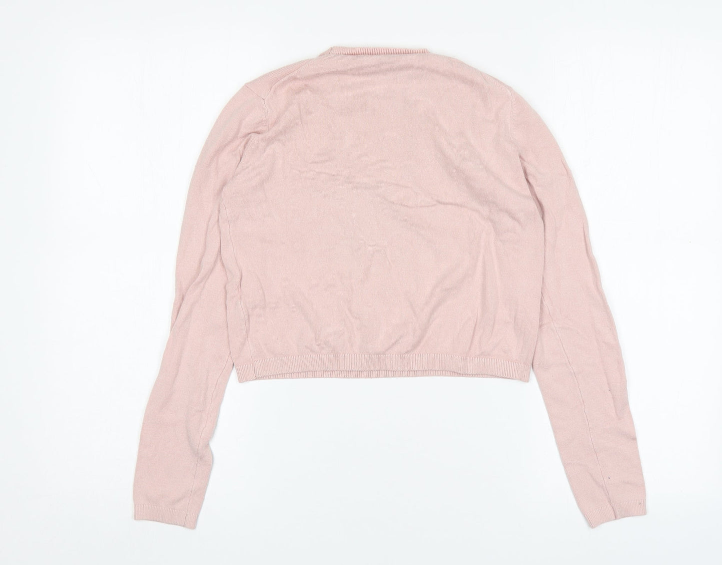 Bershka Womens Pink Round Neck  Acrylic Pullover Jumper Size S