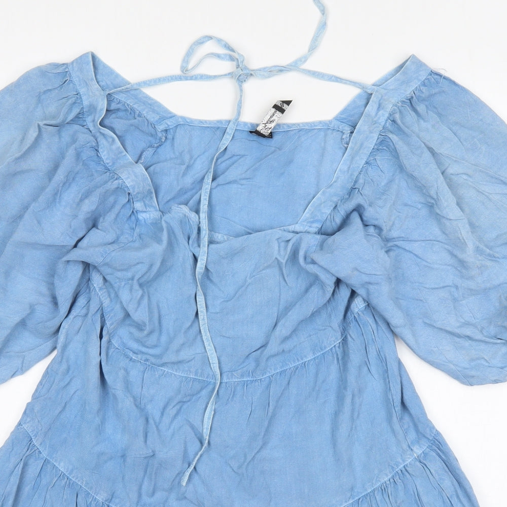Influance Womens Blue  Viscose A-Line  Size 8  Square Neck