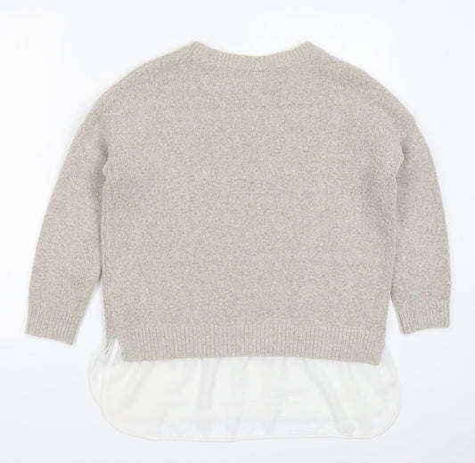 Wallis Womens Grey Round Neck  Acrylic Pullover Jumper Size M