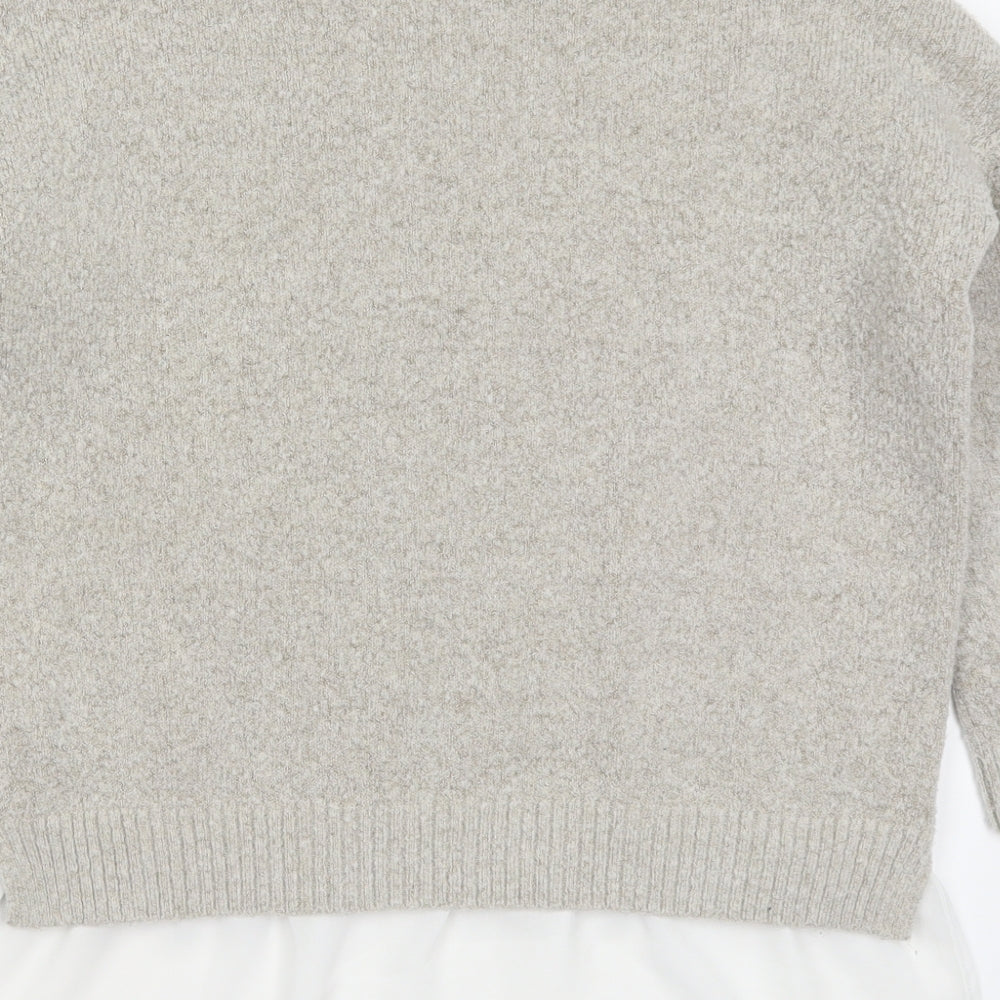 Wallis Womens Grey Round Neck  Acrylic Pullover Jumper Size M