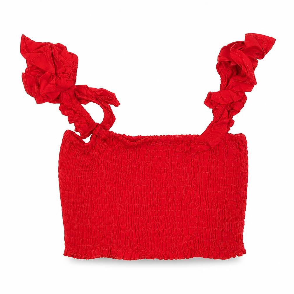 PRETTYLITTLETHING Womens Red  Viscose Cropped Tank Size 8 Square Neck