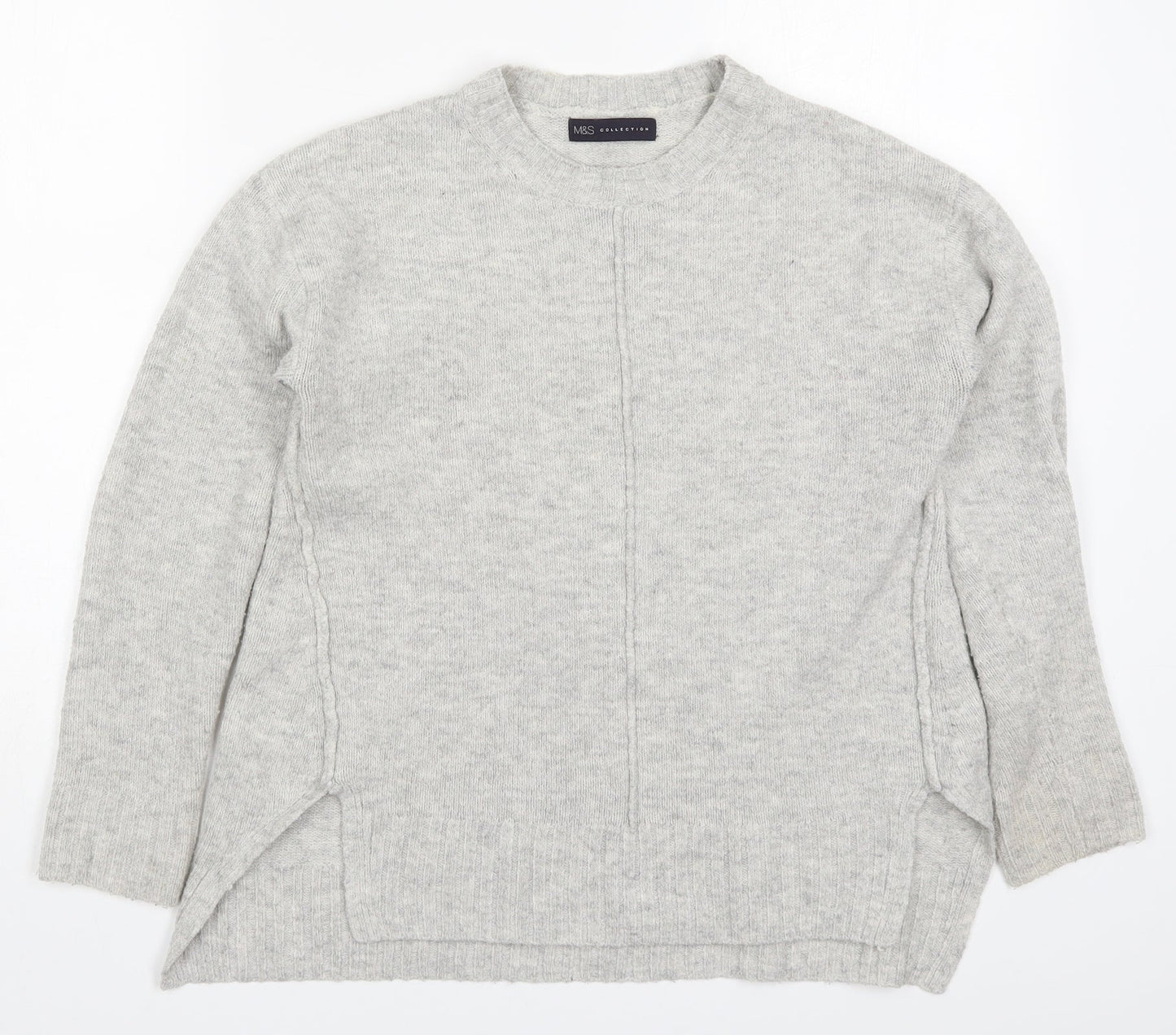 Marks and Spencer Womens Grey Round Neck  Acrylic Pullover Jumper Size S