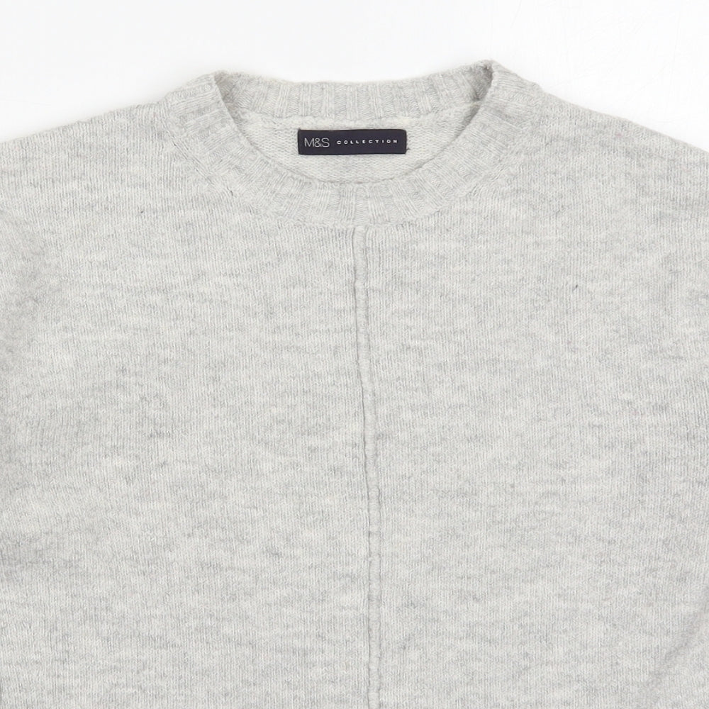 Marks and Spencer Womens Grey Round Neck  Acrylic Pullover Jumper Size S