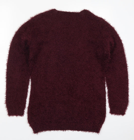 Studio Womens Purple Round Neck  Polyester Pullover Jumper Size 8