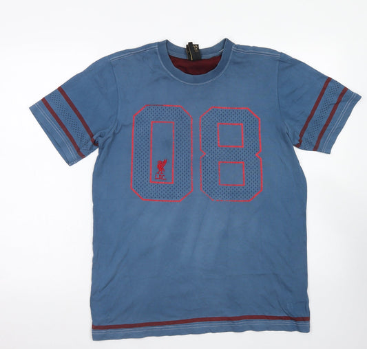L.F.C Mens Blue  Cotton  T-Shirt Size S Crew Neck