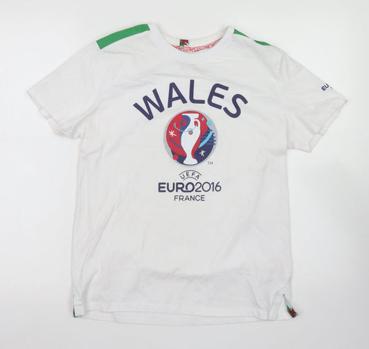 Uefa Euro 2016 Boys White  Cotton Basic Button-Up Size 13 Years Crew Neck  - Wales