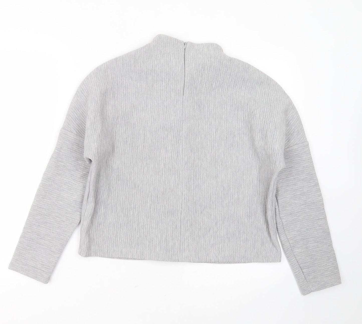 SOULUXE Womens Grey Striped Polyester Pullover Sweatshirt Size M