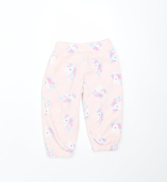Dream Big Girls Pink Solid Polyester  Pyjama Pants Size 2-3 Years   - unicorn print