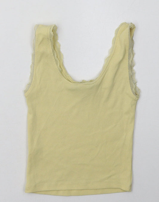 New Look Girls Yellow  Coir Basic Tank Size 10-11 Years Scoop Neck Pullover