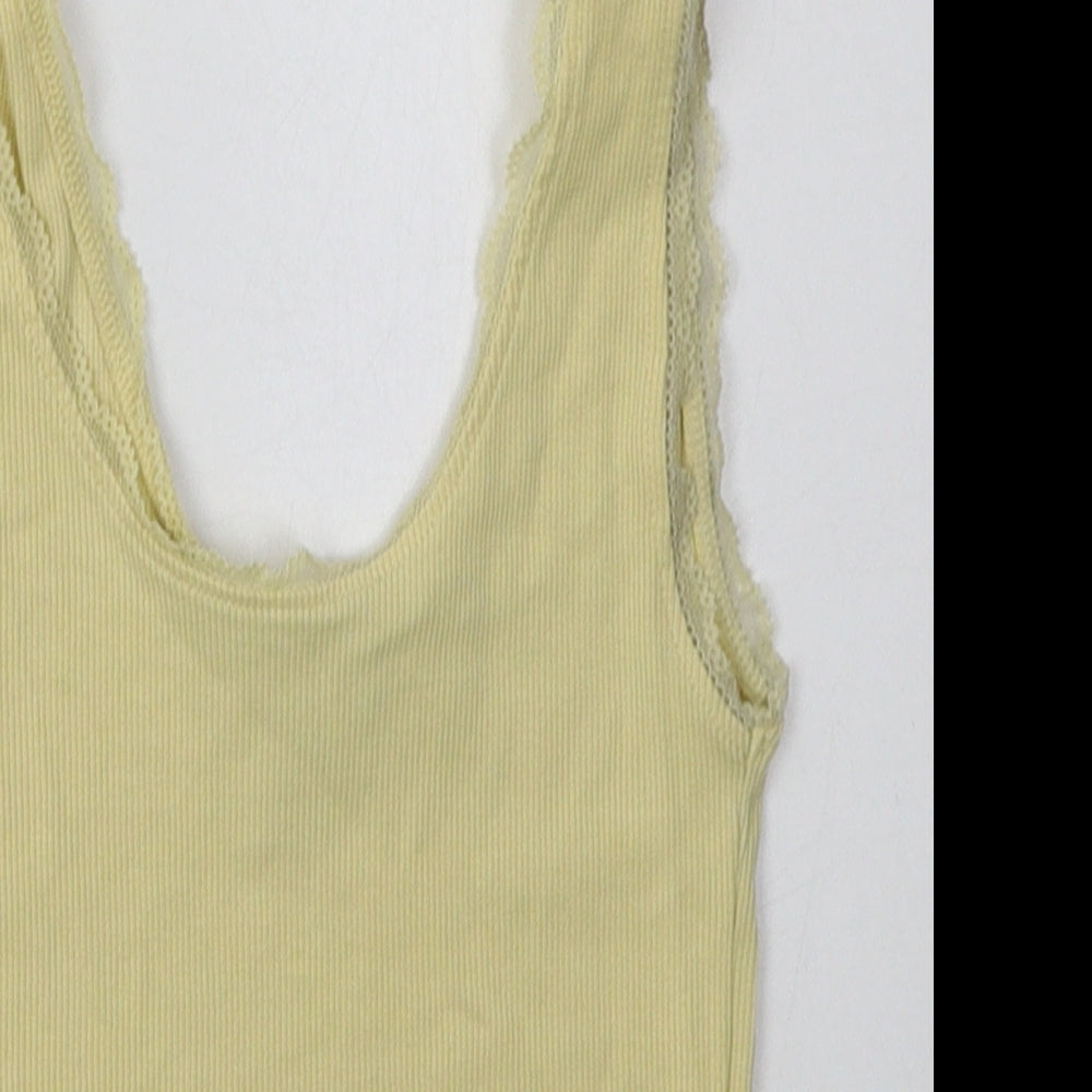 New Look Girls Yellow  Coir Basic Tank Size 10-11 Years Scoop Neck Pullover