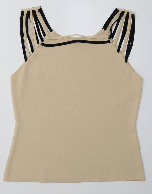 Roman Womens Beige  Viscose Basic Tank Size M Square Neck