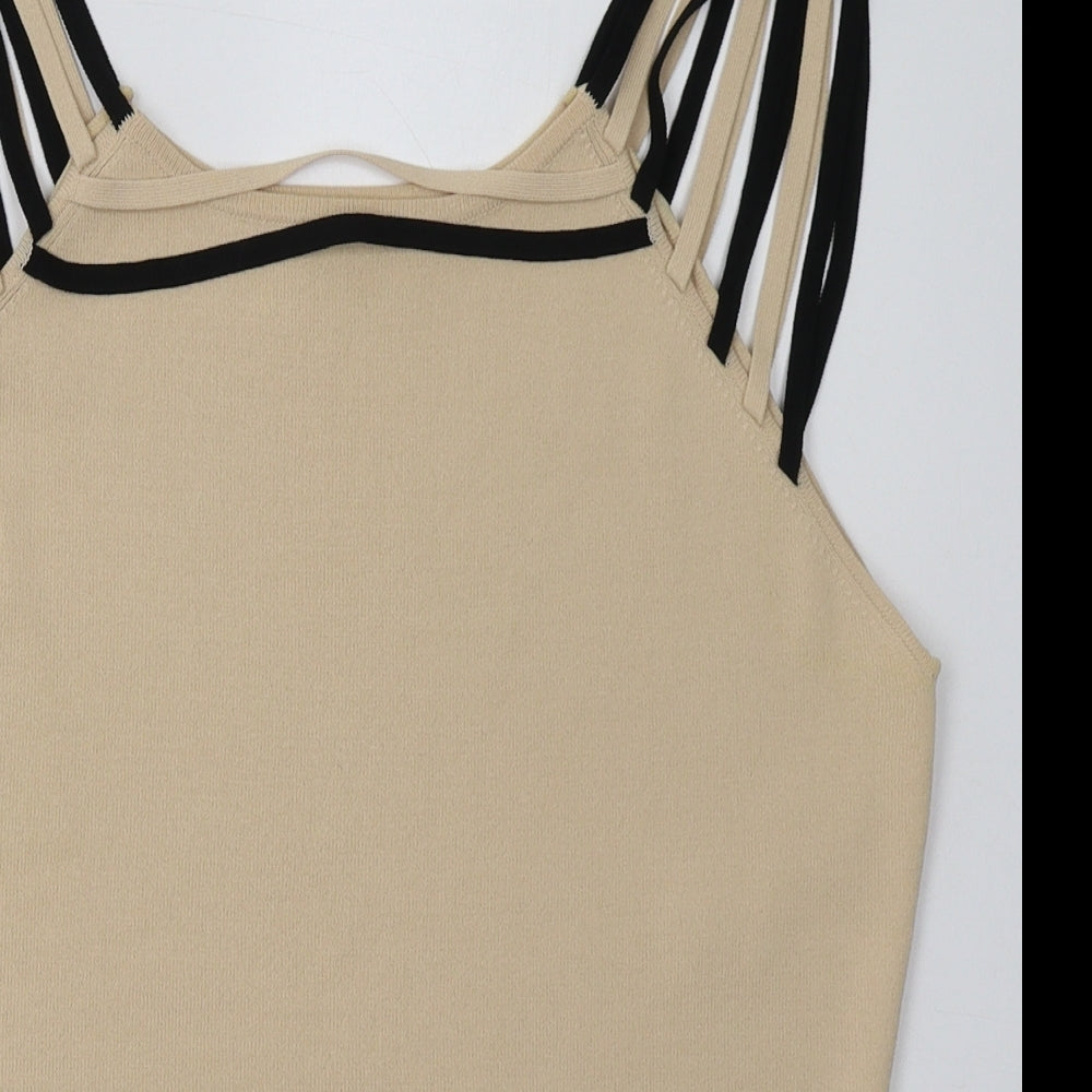 Roman Womens Beige  Viscose Basic Tank Size M Square Neck