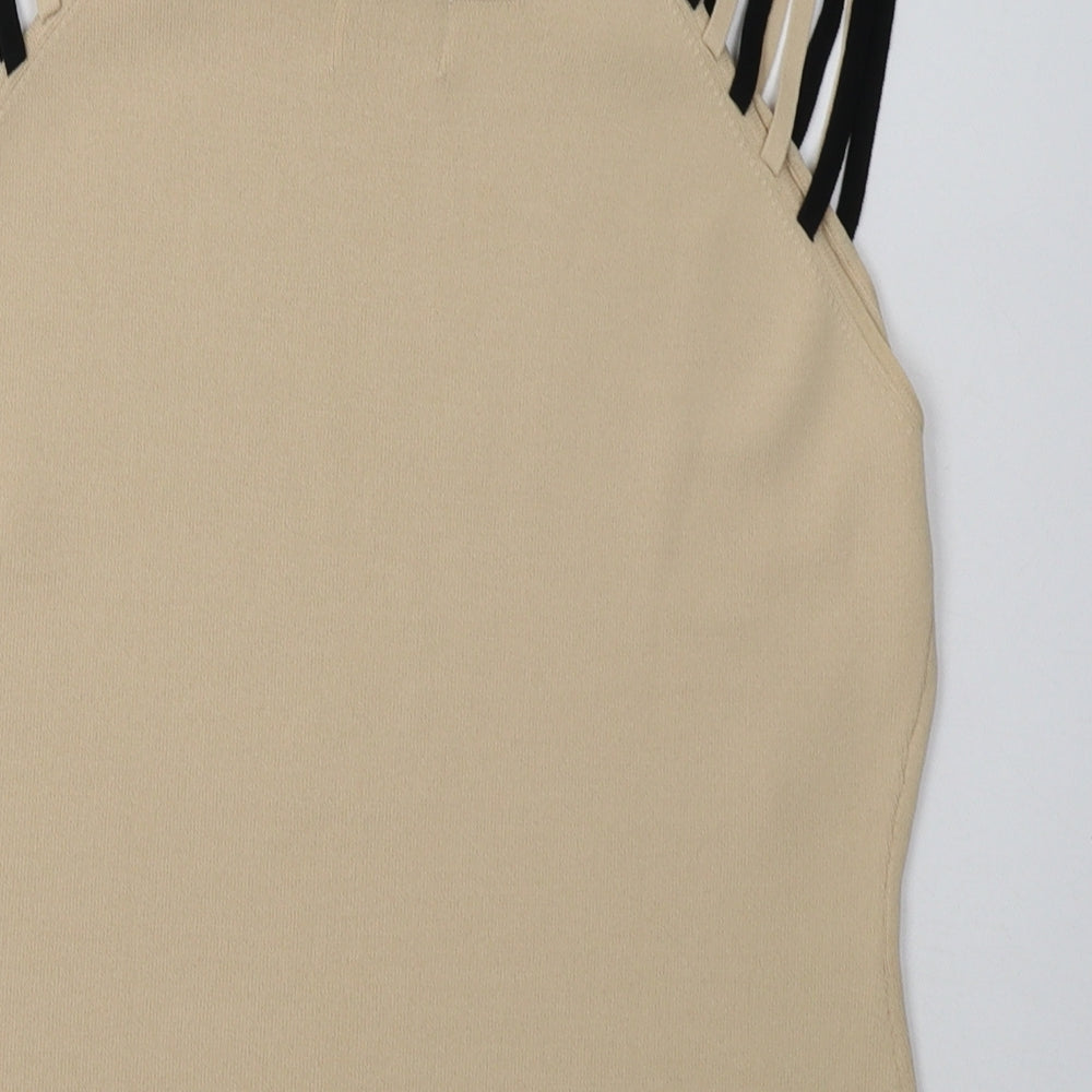 Roman Womens Beige  Viscose Basic Tank Size M Square Neck