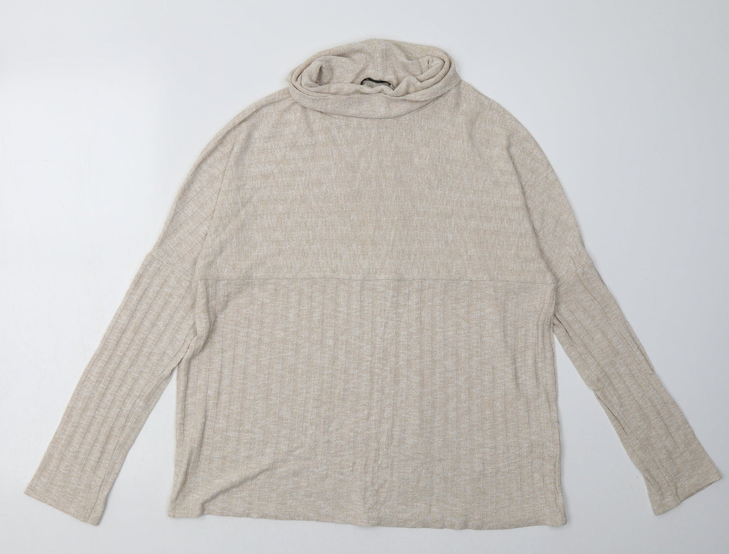 Sainsburys Womens Beige Striped Polyester Pullover Sweatshirt Size 10  Pullover