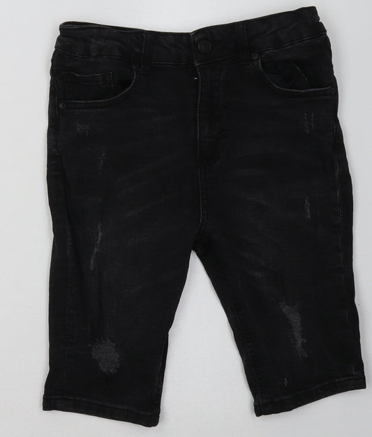 River Island Boys Black  Cotton Bermuda Shorts Size 9-10 Years  Regular Buckle