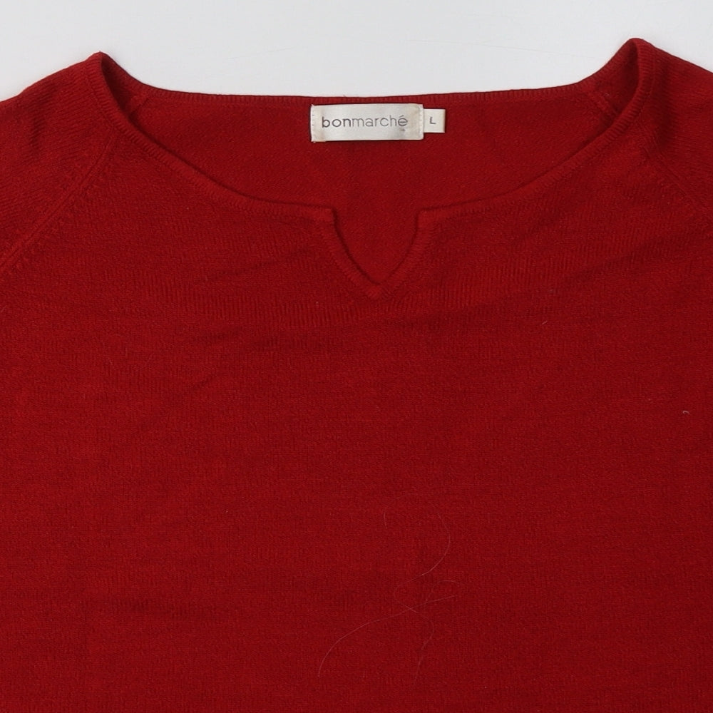 Bonmarché Womens Red  Acrylic Pullover Sweatshirt Size L  Pullover