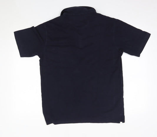 M&S Mens Blue  Cotton  Polo Size M Collared