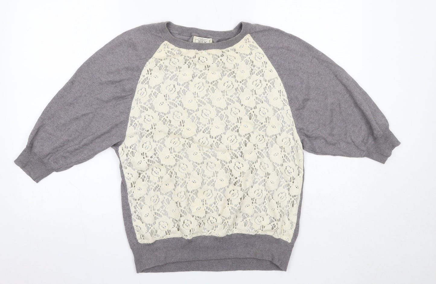 NEXT Womens Grey Round Neck  Cotton Pullover Jumper Size 6