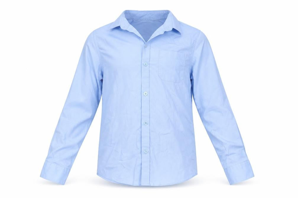 M&S Boys Blue  Cotton Basic Button-Up Size 8-9 Years Collared  - School