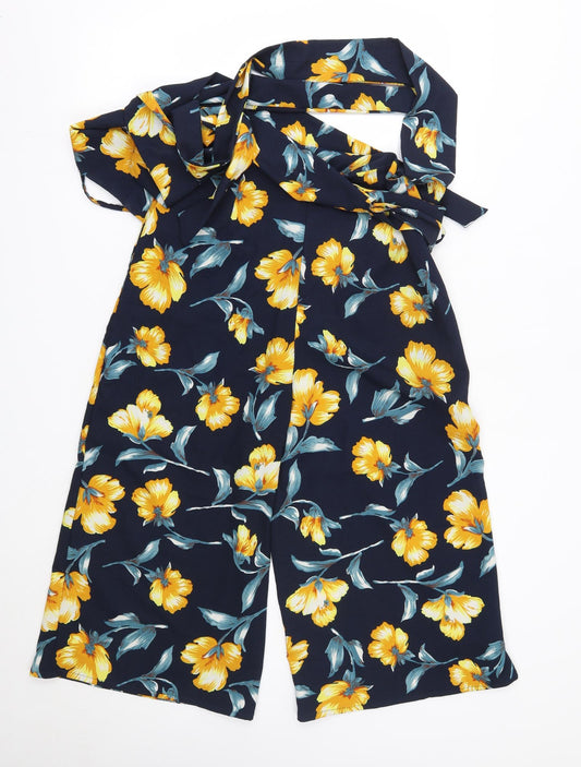 QED London Womens Blue Floral Polyester Trousers  Size 12 L20 in Regular