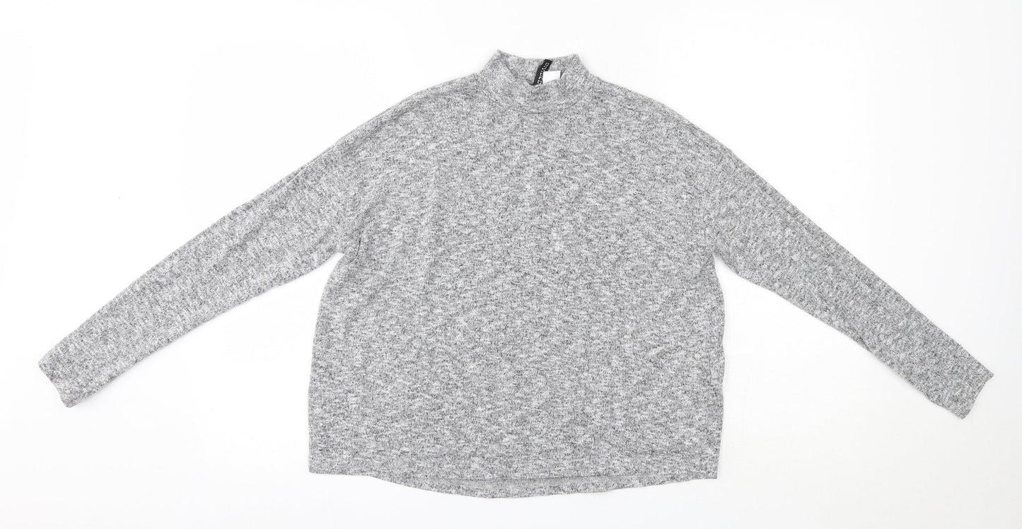 H&M Womens Grey High Neck  Polyester Pullover Jumper Size XS