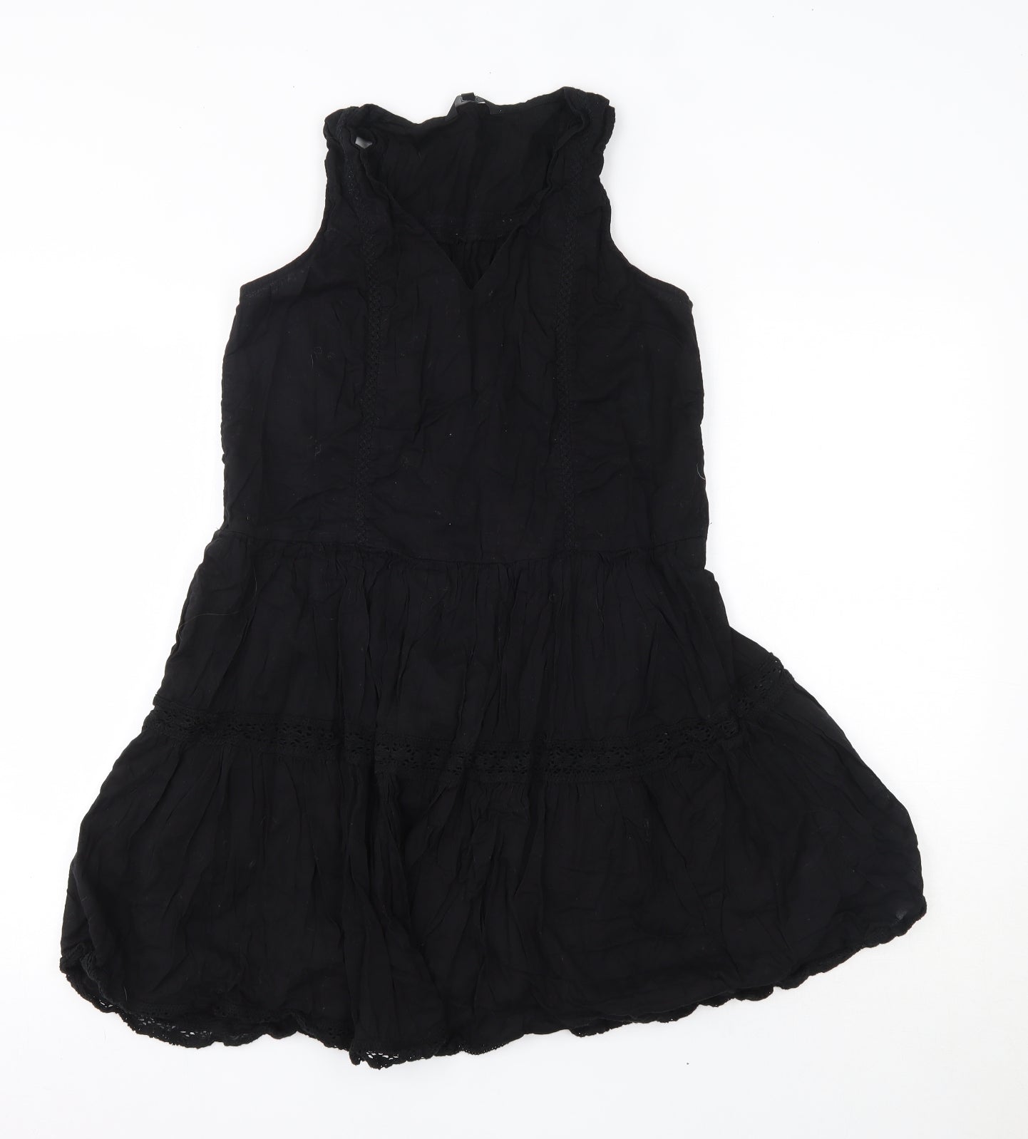 NEXT Womens Black  100% Cotton A-Line  Size 12  V-Neck