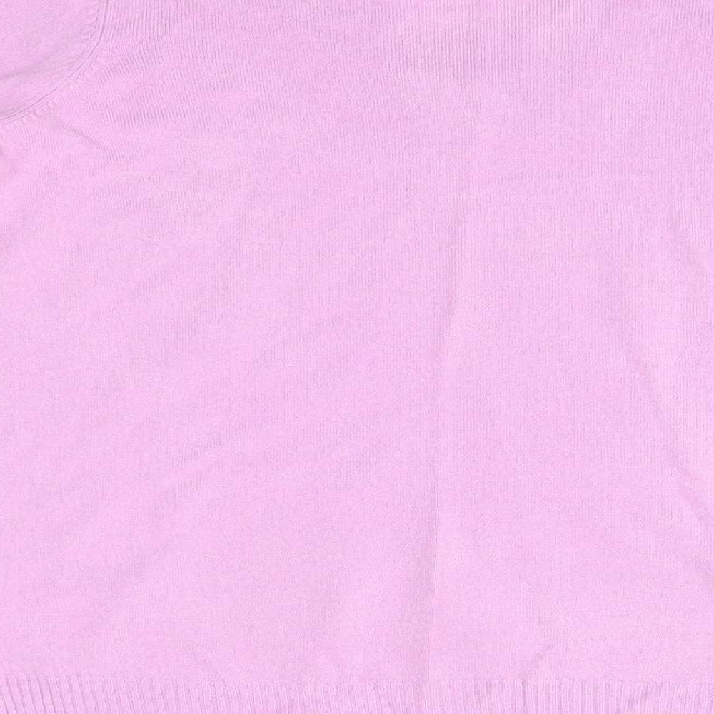 M&S Womens Purple V-Neck  Acrylic Pullover Jumper Size 12