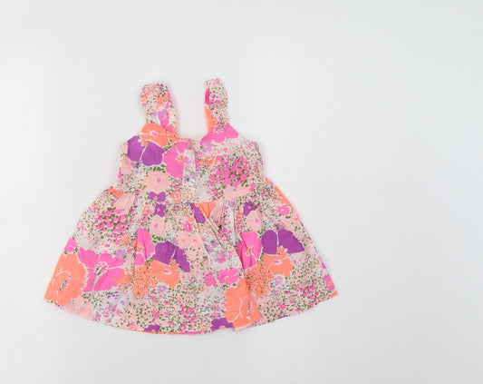 E-vie Angel Girls Multicoloured Floral Cotton A-Line  Size 2-3 Years  Round Neck
