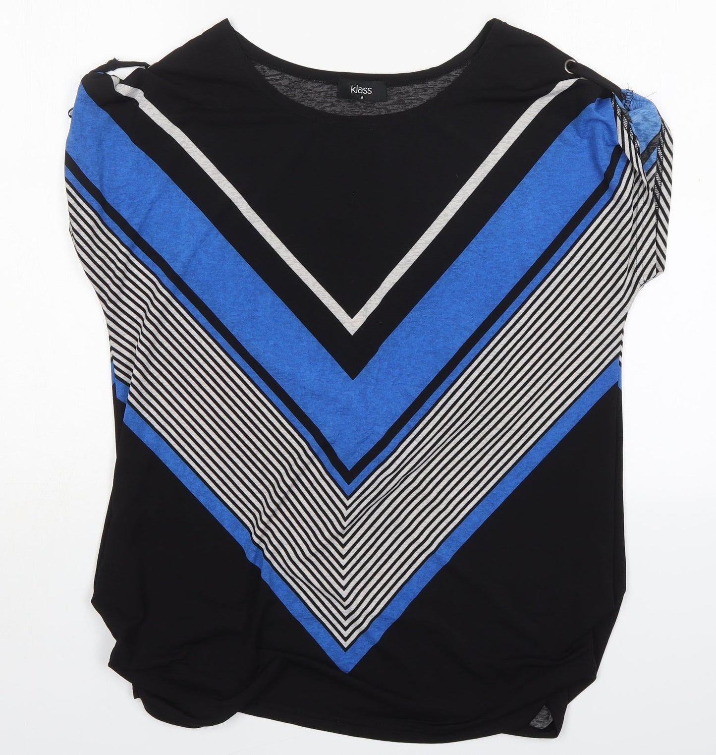 Klass Womens Multicoloured Striped Polyester Basic Blouse Size M Round Neck