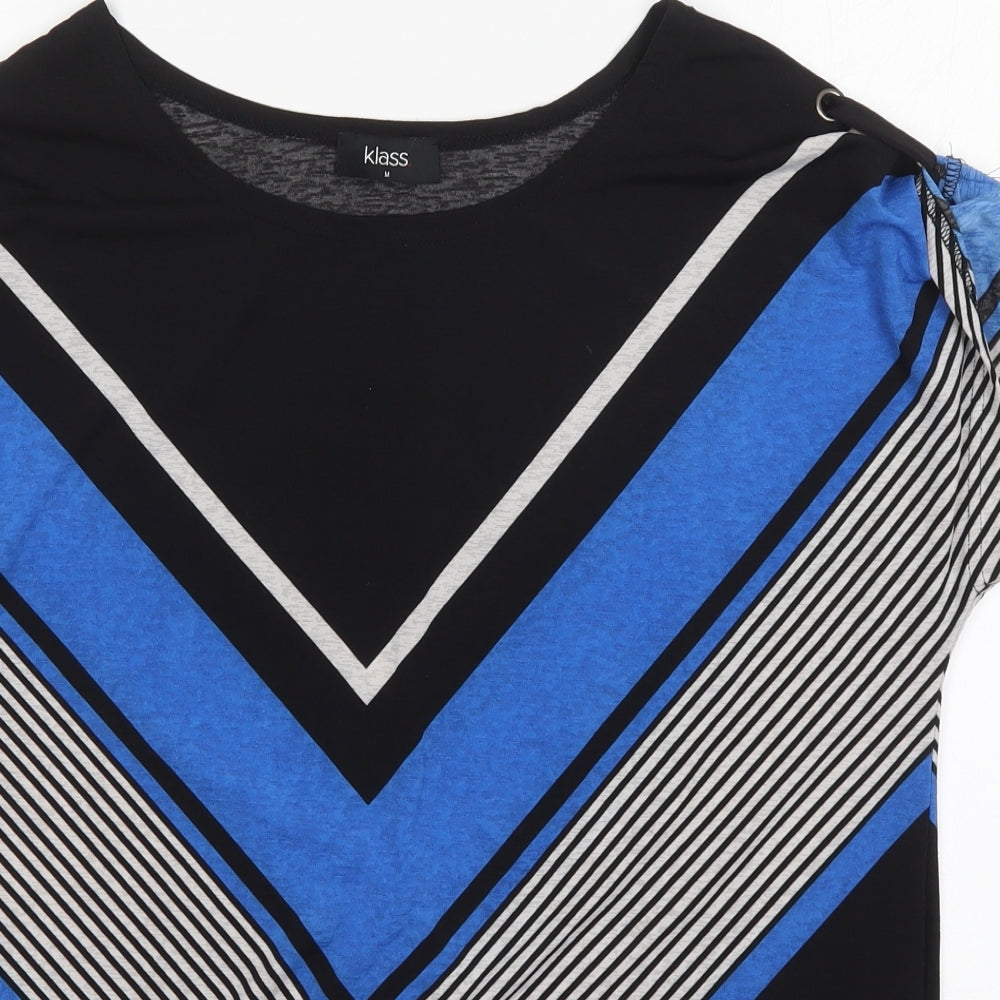 Klass Womens Multicoloured Striped Polyester Basic Blouse Size M Round Neck