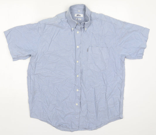 Lee Cooper Mens Blue  Cotton  Button-Up Size 15 Collared Button