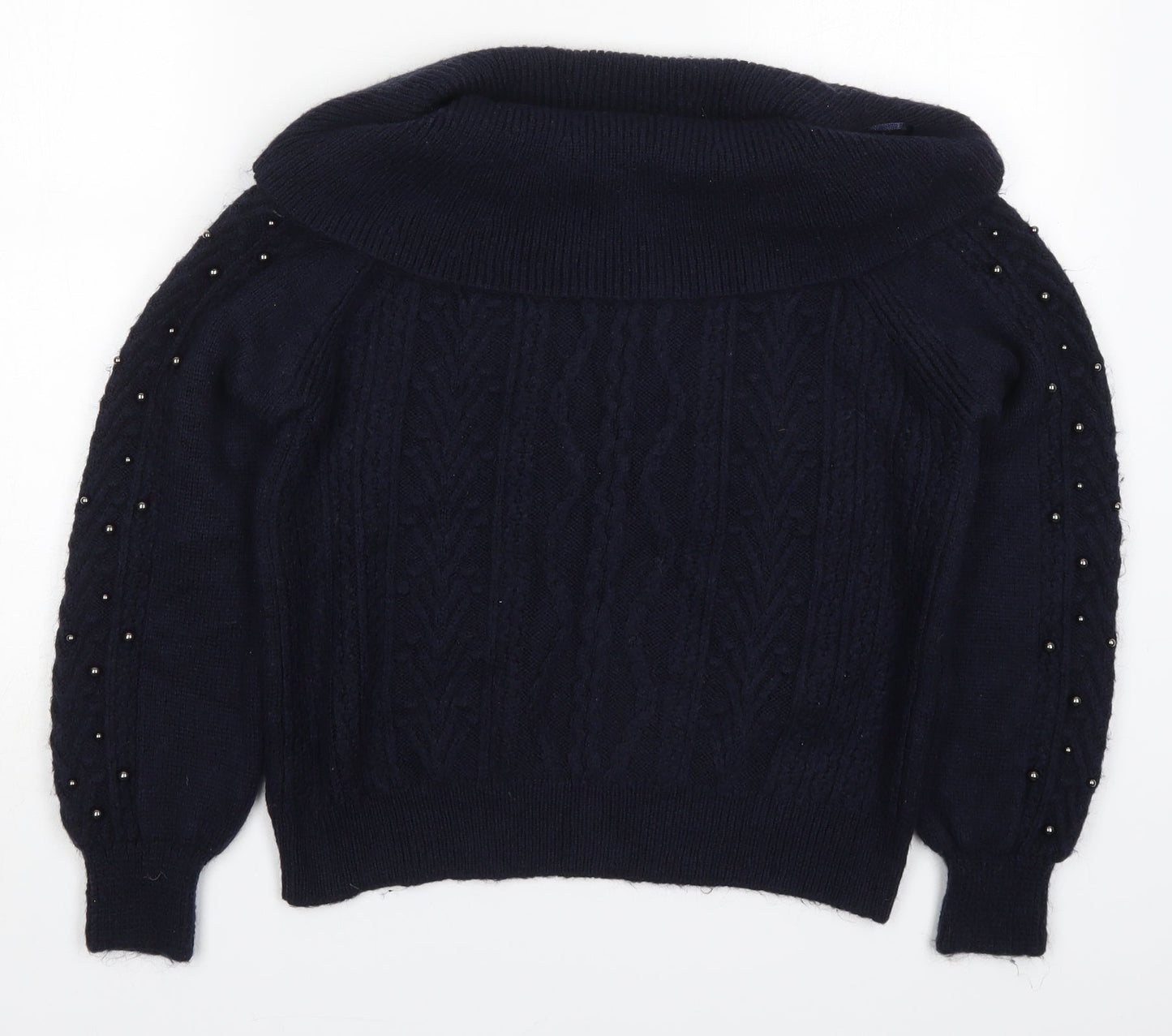 NEXT Womens Blue Roll Neck  Nylon Pullover Jumper Size S