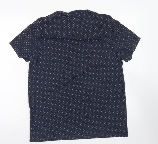 Jack Wills Mens Blue Polka Dot Cotton  T-Shirt Size M Crew Neck  - Chest Pocket