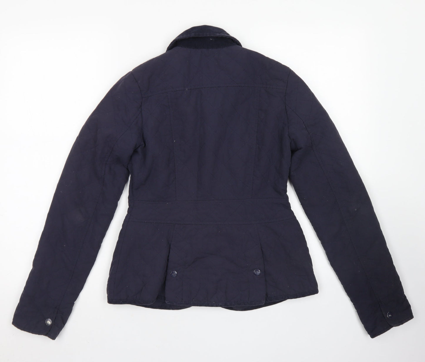 New Look Womens Blue Argyle/Diamond  Pea Coat Jacket Size 6  Snap