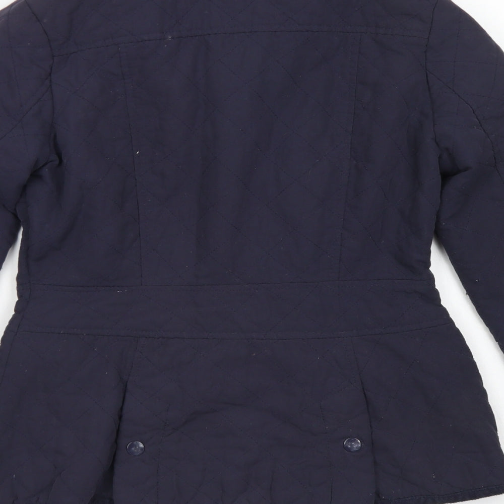 New Look Womens Blue Argyle/Diamond  Pea Coat Jacket Size 6  Snap