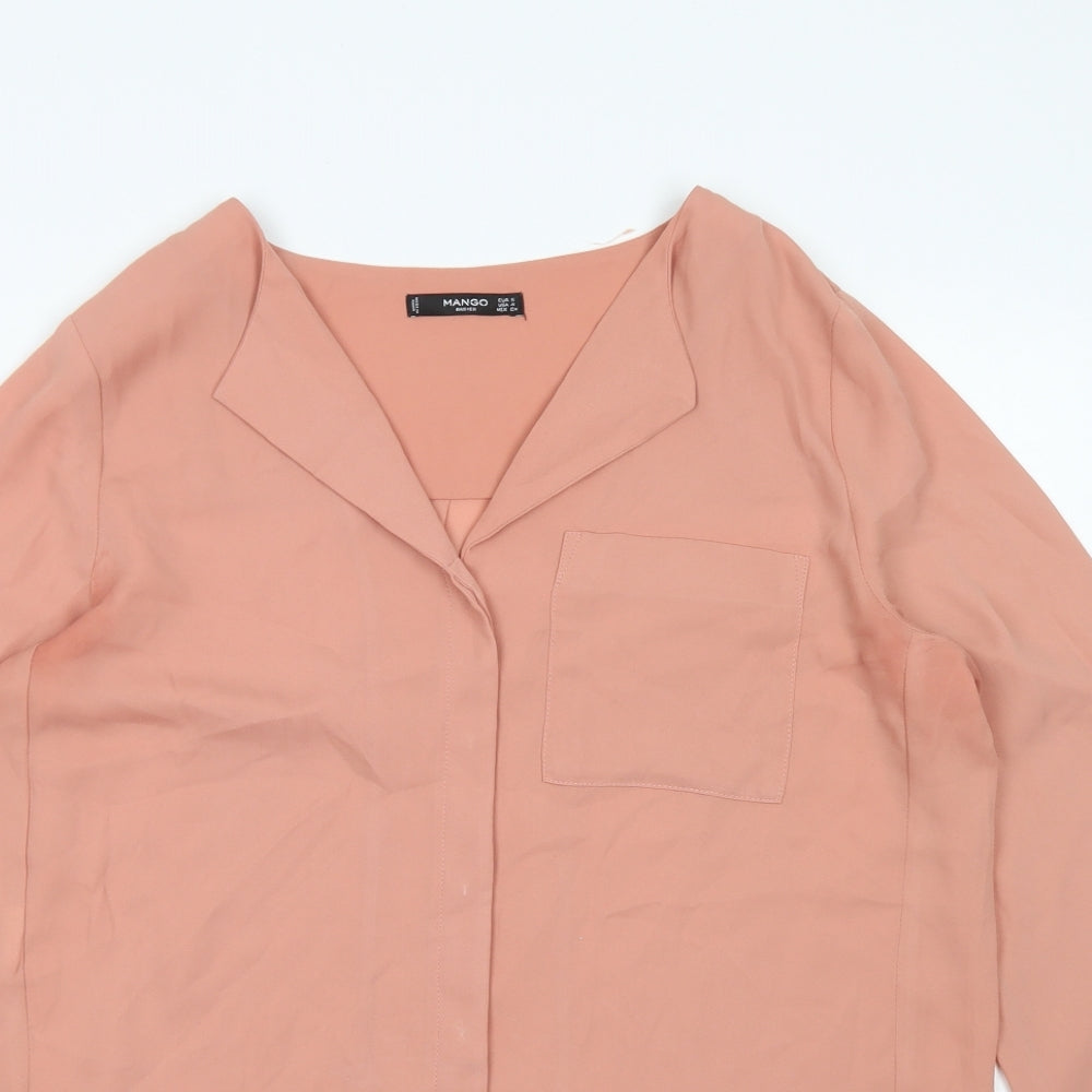 Mango Womens Pink  Polyester Basic Blouse Size S Round Neck