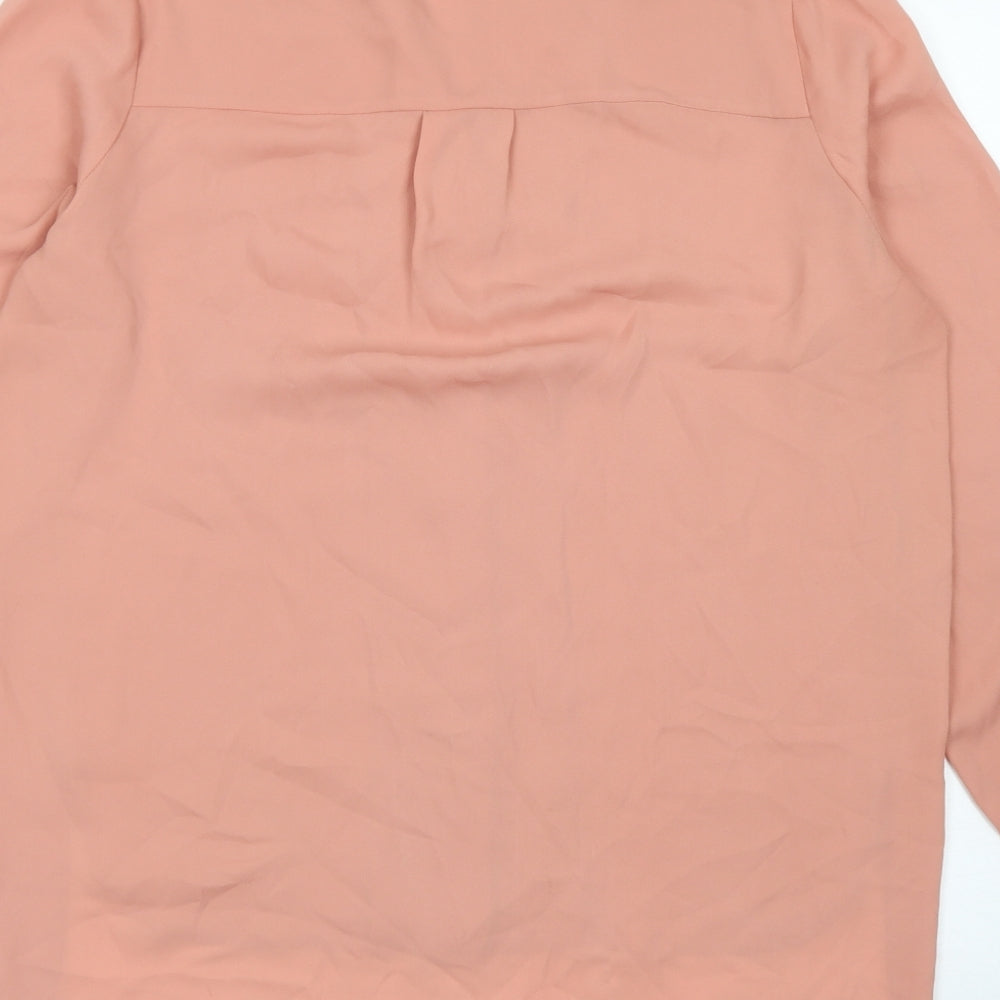 Mango Womens Pink  Polyester Basic Blouse Size S Round Neck