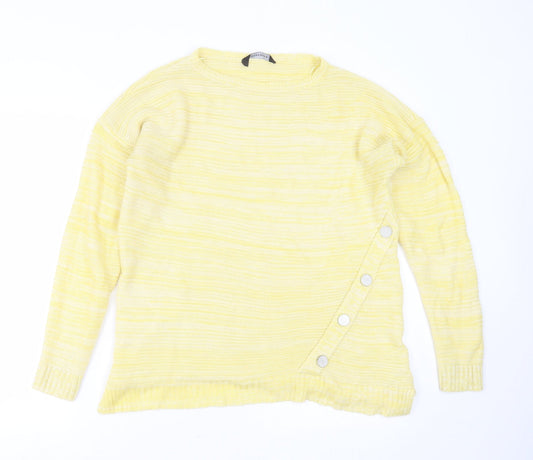 Peacocks Womens Yellow Round Neck  Acrylic Pullover Jumper Size L