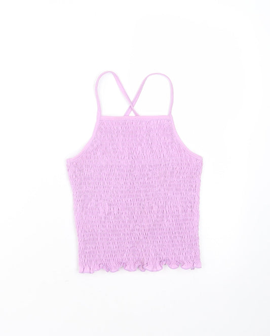 Candy Girls Purple  Polyester Basic T-Shirt Size 10 Years Square Neck
