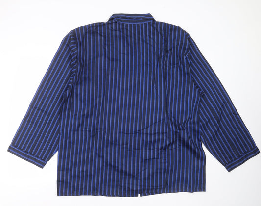 Littlewoods Mens Blue Striped Cotton  Pyjama Top Size XL  Button