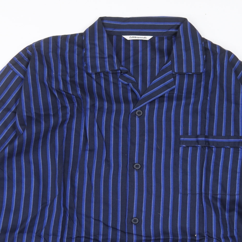 Littlewoods Mens Blue Striped Cotton  Pyjama Top Size XL  Button