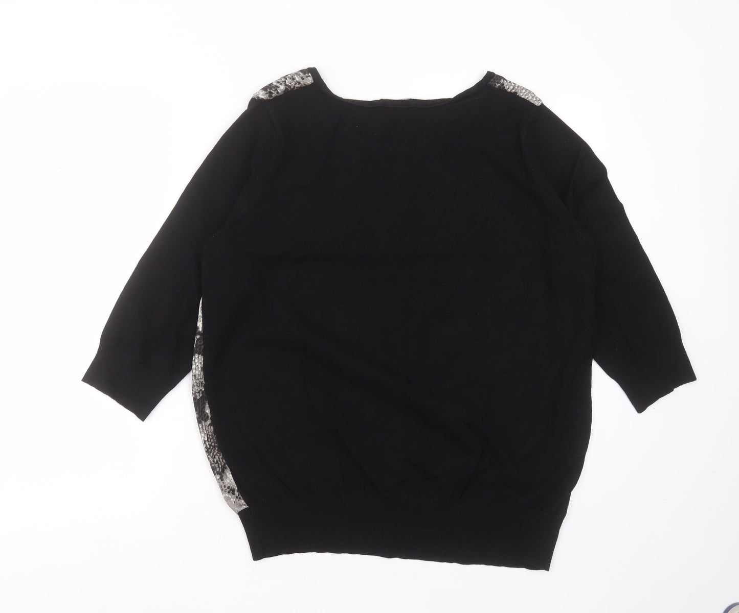 Debenhams Womens Black Round Neck Animal Print Viscose Pullover Jumper Size 20