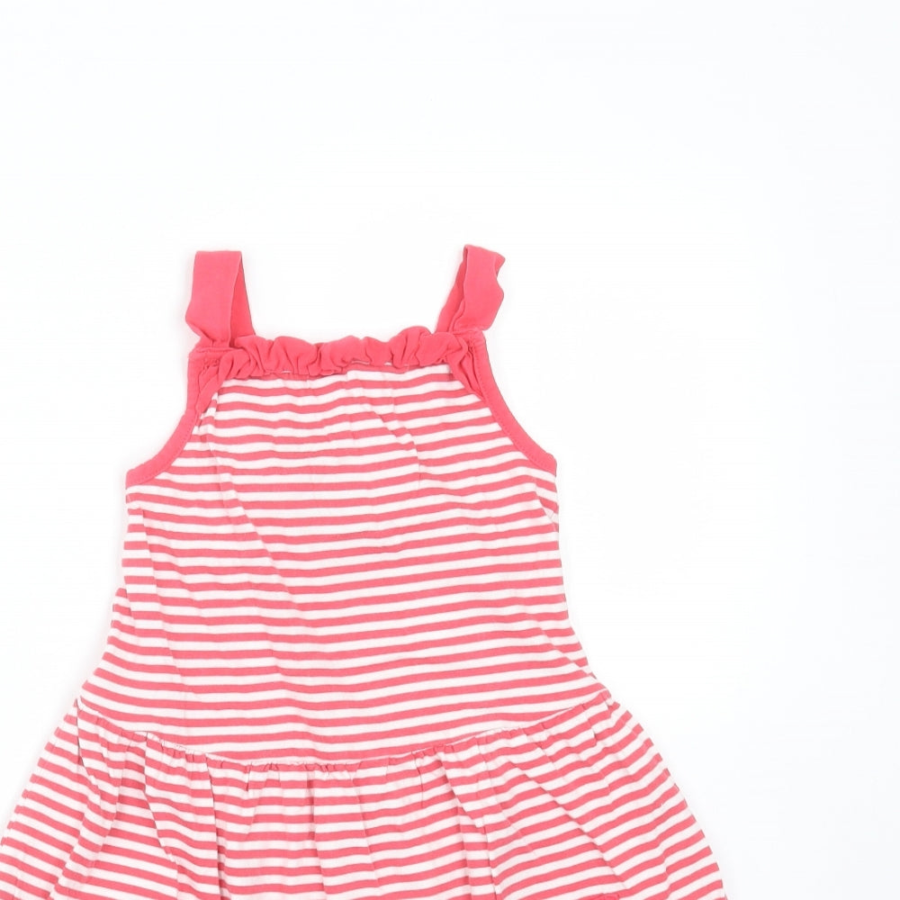 George Girls Pink Striped Cotton Fit & Flare  Size 4-5 Years  Round Neck
